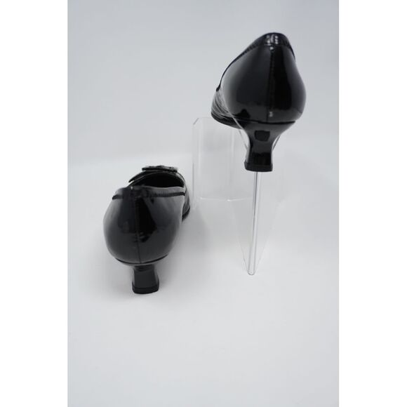 Vaneli Black Patent Leather Front Buckle 2" Kitten Heels Women's Size 7 - Picture 4 of 7